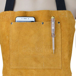 Tabliers de soudage personnalisés en cuir légers et confortables avec 6 poches, à faible MOQ, pour vêtements de travail de sécurité sans manches à motif personnalisé - Product Image 5