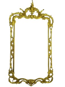 Cadre de miroir mural en bronze doré, style antique, orné de motifs floraux - Product Image 2