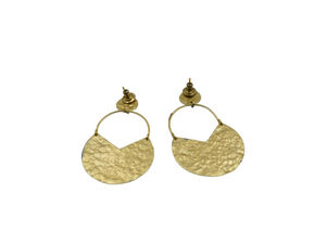 Peinture à la main bleu Potary Design boucle d'oreille bijoux doré mat finition laiton matériel balancent boucle d'oreille pour filles et femmes - Product Image 6