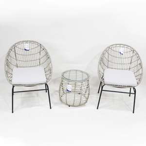 Comhome-Elegant Plastic Rattan Coffee <b>Table</b> with <b>Glass</b> Top and Built-in Storage for Modern <b>Outdoor</b> Living - Product Image 2