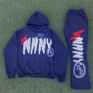 Ensemble de jogging à capuche vintage unisexe pour l'hiver Survêtement à motif uni avec logo personnalisé et col à capuche pour hommes - Product Image 3