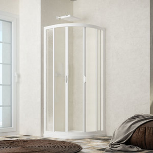Box Doccia Circolare Forte in Vetro Acrilico con Profilo in PVC Anti-Calcare, Apertura a Battente, Modello Riducibile Composto in PVC, Centrale - Product Image 1