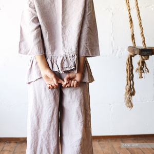 Vente chaude femmes Boho ample pantalon en lin large et pantalon vêtements de cérémonie utiliser des pantalons d'été pour femmes - Product Image 3