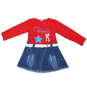 ชุดเดรสแขนยาวสำหรับเด็กผู้หญิง - สีแดง - Product Image 1