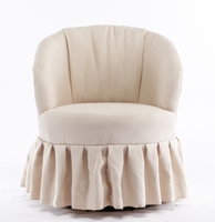 Fauteuil d'appoint rond élégant avec base à volants et rembourrage doux pour salon et chambre à coucher
