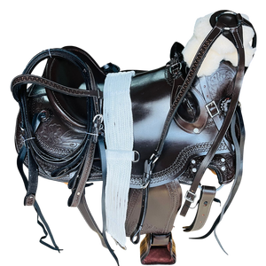 Accessoires lourds pour selle western |   Ensemble de selle de cheval en cuir de qualité supérieure, doté d'un design durable et confortable, avec des accessoires en laiton pour - Product Image 1