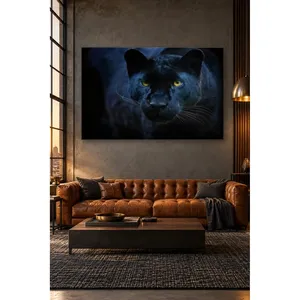 ภาพพิมพ์บนผ้าใบลายเสือดำตาเหลืองสีน้ำเงินกรมท่าของฟิดา - Product Image 2