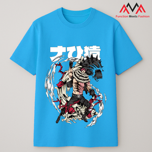 เสื้อยืดแขนสั้นพิมพ์ลายกราฟิกสีน้ำเงินทรงปกติสำหรับผู้ชาย FMF ผลิตจากผ้าฝ้าย 65% + สแปนเด็กซ์ 35% เหมาะสำหรับใส่ลำลอง สตรีทแวร์ และชุดชายหาด - Product Image 2