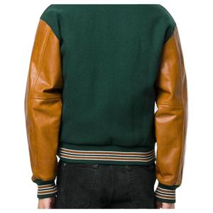 Veste universitaire en cuir et laine avec col montant et capuche, broderie de logo personnalisée pour la saison hivernale, veste d'hiver 2026 - Product Image 4