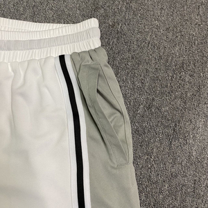 Unisex Basketball Shorts <b>White</b> Gray Color Blocked Drawstring Waist Breathable Regular Fit Adult Sports Wear - Product Image 4