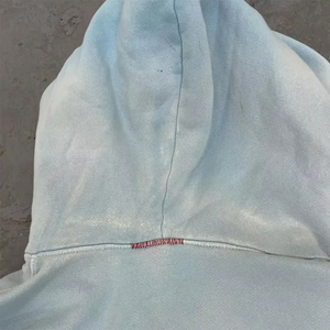 Venta al por mayor azul cielo cremallera Up Sun Fade ácido lavado sudaderas con capucha Puff impresión invierno peso pesado adultos sudaderas con capucha sudaderas - Product Image 3