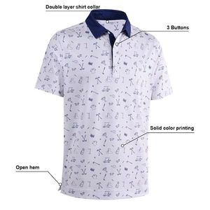 Polos grande taille pour hommes très vendus en polyester/coton respirant avec logo personnalisé et lettres lavées imprimées - Product Image 2