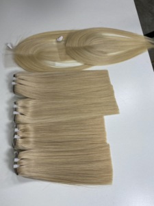 8 \ "-40 \" Extensions de cuticules Remy alignées non transformées en os humain vietnamien 613 blond couleur génie trame frontale HD Raw - Product Image 6