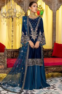 Magnifique créateur de broderie sur KURTA avec robe GHARARA embellissant les perles de verre en cristal, DABKA pour le travail de fête @ 2023 - Product Image 2