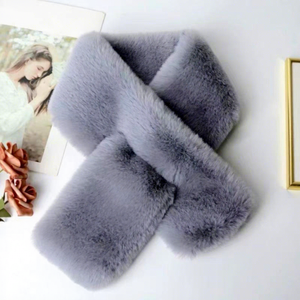 Écharpe en fausse fourrure de lapin 88 cm x 12 cm, double face, chaude, pour l'hiver, couleur unie, accessoire de mode pour femme - Product Image 4