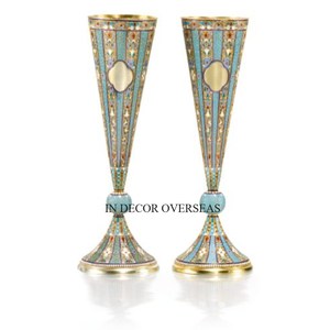 Aspecto brillante Chapado en oro de alta calidad Juego de 3 floreros de trompeta Accesorios de decoración de boda Suministros - Product Image 6