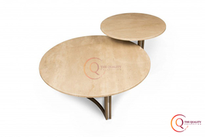 Paire élégante La table basse en bois beige Bases élégantes de Mettalic pour les espaces de vie modernes. - Product Image 3