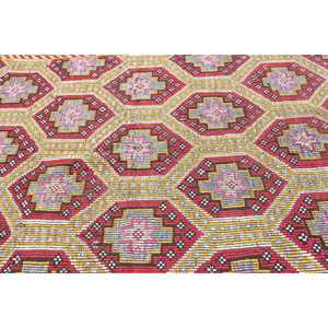 Grand tapis turc vintage 5,6x9,7 pieds, tapis en laine rouge et jaune uni - Product Image 5