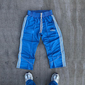 Custom Embroidery Logo Webbing Trimmed Wide Leg Design Track Pants Oversized Nylon <b>Men</b> Sweatpants - Product Image 2