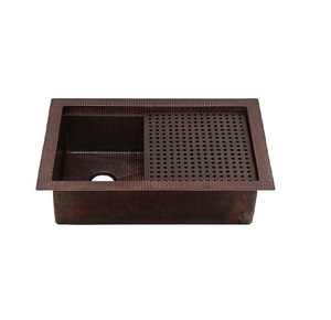 Évier de cuisine rectangulaire en cuivre bien martelé de concepteur de cône de pin Grossiste de fabricant d'évier de ferme en cuivre fait à la main - Product Image 2