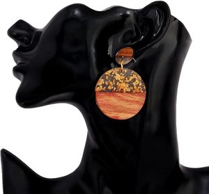 Pendientes de resina de madera hechos a mano, regalo de fiesta para mujer, estilo de Color, pendiente de gota redondo minimalista único a bajo precio - Product Image 5