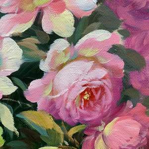 YEEYAYA senza marchio dipinti a olio 100% dipinti a mano fiori bianchi rosa in cesto di bambù 24 × 20in - Product Image 4