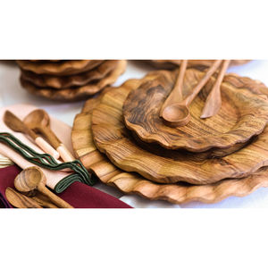 Compre platos de madera con utensilios de mesa multitipo Utensilios de madera hechos a mano a la venta por exportadores indios - Product Image 1