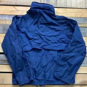 Blue Polyester/Rayon Coated <b>Windbreaker</b> Jacket Detachable Hood Cotton Lining Front Zip Closure Elastic Cuffs Lightweight - Product Image 5
