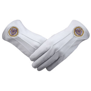 Gants Grand Master Blue Lodge en cuir avec emblème doré - Product Image 1