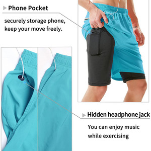 Men Fitness Custom Logo Breathable <b>Compression</b> <b>Shorts</b> Quick Dry Running Fitness Workout With Pocket Polyester Gym <b>Shorts</b> For Men - Product Image 5