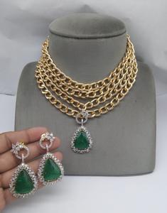 Conjunto de collar en capas de cadena de oro real, collar con pendientes para mujer, collar de cadena de oro multicapa de diseñador - Product Image 3