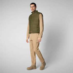 Chaleco acolchado personalizado para hombre, cuello alto, para invierno, con diseño de alces y palmeras, largo, para actividades al aire libre. - Product Image 4