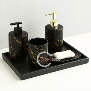 Dispensador de baño moderno de lujo negro dorado para decoración del hogar, jabonera, soporte para cepillo de dientes, juego de inodoro, juego de accesorios de baño - Product Image 6