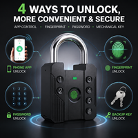 Cadenas intelligent à empreinte digitale MQQ 500 avec clé à code et déverrouillage par application, serrure de sécurité sans clé Bluetooth pour porte, casier, bagages, vélo