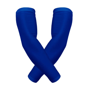 Manchons de cyclisme personnalisés bleus et rouges unisexes, protection anti-UV, respirants, écologiques, en polyester teint uni, pour adultes, vente en gros - Product Image 1