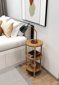 Round 3-Tier Wooden Side <b>Table</b> Multi-Purpose <b>Shelf</b> <b>Table</b> Natural & Stylish Design - Product Image 5