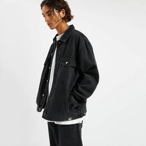 Veste d'hiver pour hommes à la mode Confortable Black Denim Jeans Wear pour adultes - Product Image 4