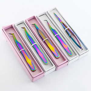 Pince à épiler spéciale d'isolation incurvée pince à cils pince à cils en acier inoxydable pince à cils en fibre de 90 degrés ciseaux de coupe de cils - Product Image 1