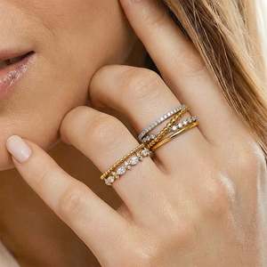 Jeulia Trendy Gradient Beaded Crossover <b>Ring</b> with Zircon Inlay - Product Image 5