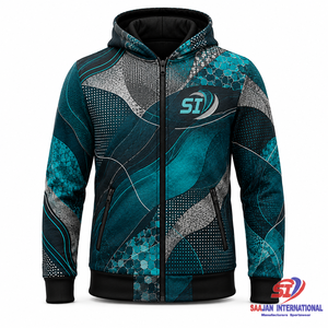 Vente en gros de sweats à capuche personnalisés avec motif mosaïque pétrole, fermeture éclair intégrale, impression intégrale, streetwear, fournisseur d'usine de vêtements OEM ODM - Product Image 1
