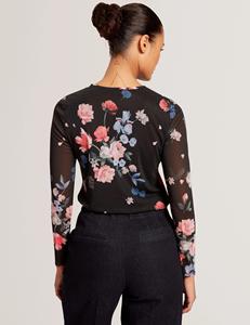 เสื้อครึ่งแขนทรงหลวมพิมพ์ลายฤดูร้อนเป็นมิตรกับสิ่งแวดล้อมสีดำสำหรับผู้หญิง - Product Image 4