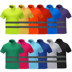 Hi Vis Polo Shirt Customizable Security Work Construction Reflection Polyester T-Shirt with Safety <b>Reflective</b> Tapes - Product Image 6