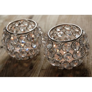 Centres de table de mariage élégants Support votif rond en cristal pour la maison et la décoration de table de mariage Centres de table de luxe - Product Image 3