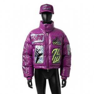 Chaqueta Acolchada Extra Grande para Mujer, Tejido de Nailon y Poliéster Brillante, Diseño de Paneles Acolchados, Chaqueta Acolchada con Logotipo de Parche Personalizado para Mujer - Product Image 6