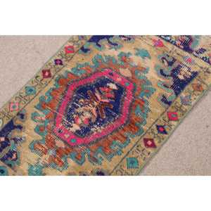 Alfombra Turca Vintage de 1.6x2.8 pies, Alfombra Pequeña, Alfombra de Lana Azul - Product Image 3