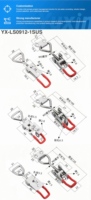 Verrou à levier triangulaire en acier inoxydable industriel YX-LS0912-1SUS, pince à levier avec design ambidextre pour voiture et camion