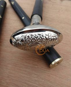 Bastón de Paseo Plegable Elegante para Zurdos, Mango de Metal, Bastón de Madera Desmontable de 3 Piezas, Diseño con Incrustaciones de Latón, Bastón de Apoyo con Estilo - Product Image 2