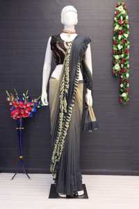 Speciale Feestkleding Nieuw Designer <span class=keywords><strong>Saree</strong></span> Met Mouwloos Blouse Stuk Van Indiase Fabrikant