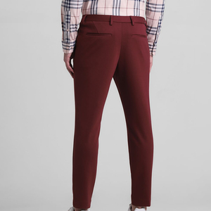 Haute qualité 100% coton hommes travail tricoté pantalon personnalisé Stretch taille moyenne bureau Style décontracté motif droit - Product Image 2