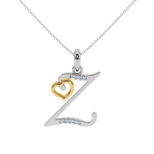Colgante Z inicial de oro de 14 quilates con corte brillante redondo de diamante cultivado en laboratorio-Joyería de regalo para mujer - Product Image 3